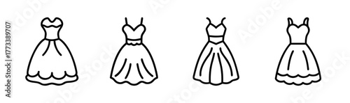 Four elegant outline ball gowns fashionable designs for formal occasions