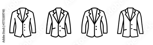 Collection of four detailed blazer icons for fashion and business apparel designs