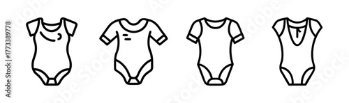 Collection of simple line art baby bodysuits for newborns toddlers clothing designs