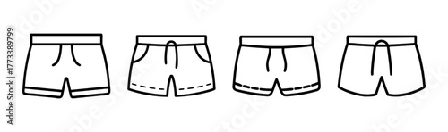 Four styles of boxer shorts outline drawing for apparel design