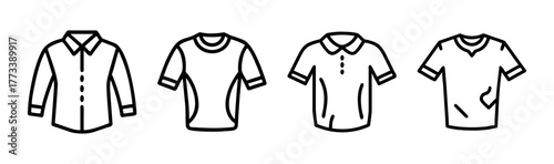 Collection of four shirts including a button-up long-sleeve and short-sleeve t-shirts
