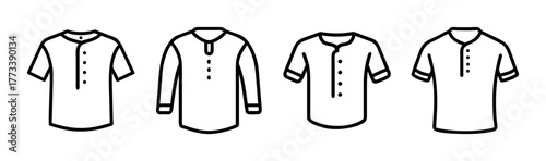 Collection of henley shirts featuring short and long sleeves for versatile style