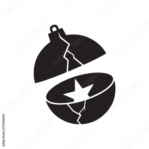 Broken Christmas Ornament with Star Inside.