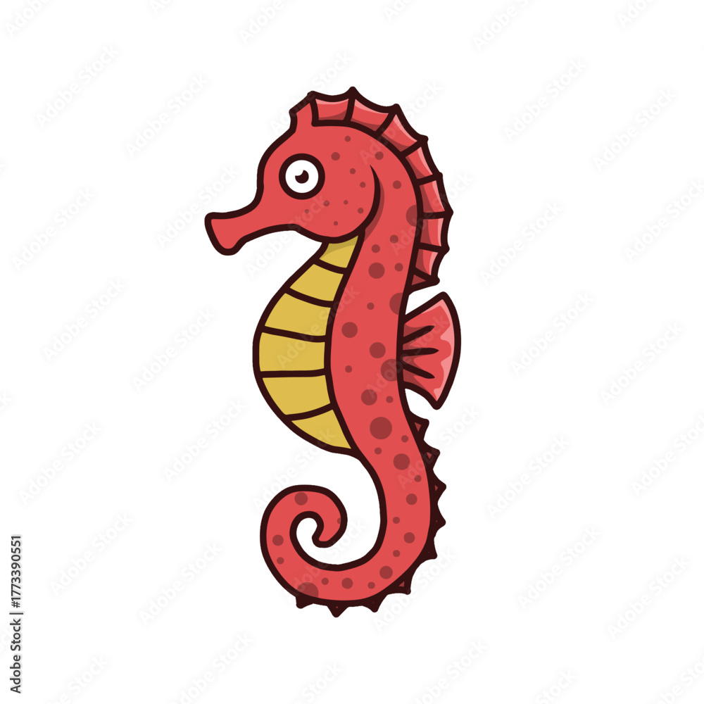 Obraz premium cute cartoon seahorse illustration