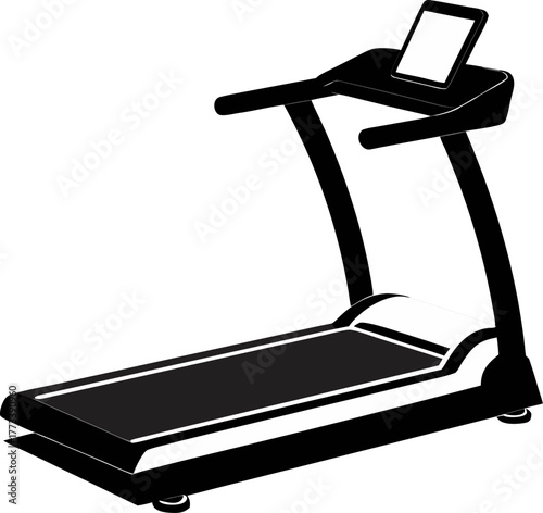 Compact treadmill silhouette vector black , white background