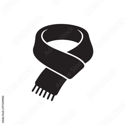 Simple Black Scarf Icon for Winter Fashion.