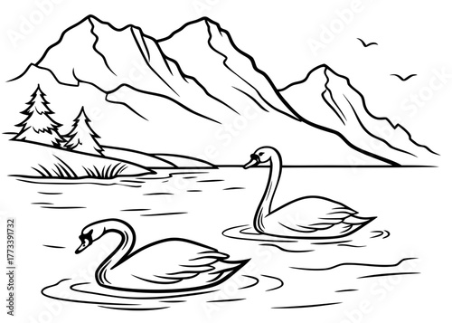 hand drawn landscape vector illustration