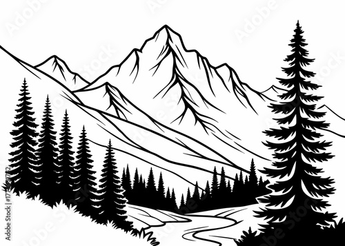 hand drawn landscape vector illustration