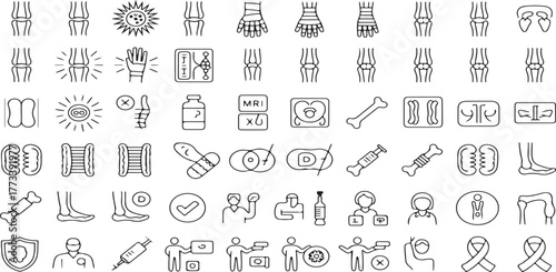 medical icons, healthcare, health, medicine, line icons, vector symbols, diagnosis, treatment, hospital, doctor, stethoscope, pills, syringe, first aid kit, ambulance, pharmacy, DNA, microscope, test 
