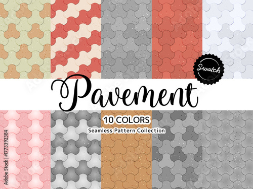 色違いのシームレスパターンのセット 歩道