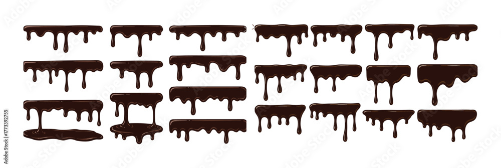 Obraz premium Chocolate Drips and Strokes Abstract Dark Brown Liquid Stains and Splatters
