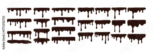 Chocolate Drips and Strokes Abstract Dark Brown Liquid Stains and Splatters