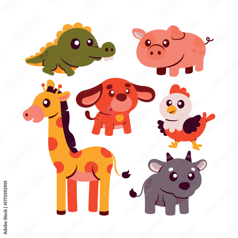 Naklejka premium Cute Animal Illustration Collection