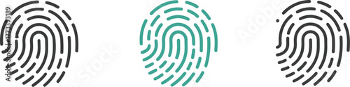 Abstract fingerprint icons in black and green, representing identity and security