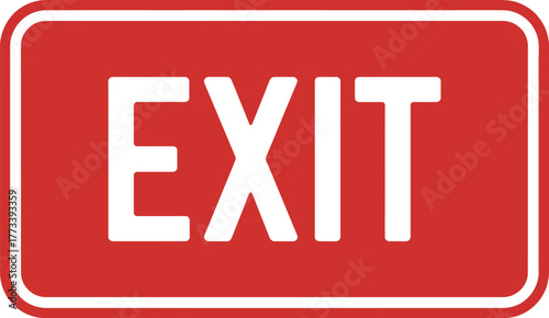 Red Exit Sign with White Text Indicating an Emergency Exit Route