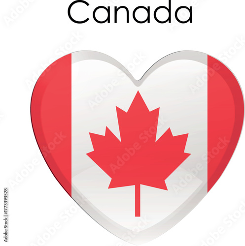 Glossy Heart-shaped Canadian Flag Icon