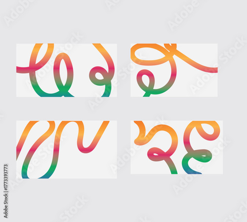 Abstract Gradient Ribbon Lines Collection: Flowing Colorful Ombre Designs Creating Dynamic and Modern Background Elements for Digital and Print Media