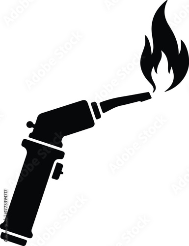 Silhouette vector butane torch with flame industrial tool Illustrator