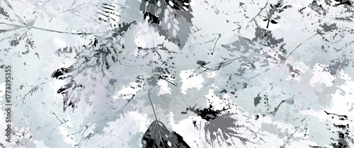 Aesthetic Seamless Pattern. Leaves Trees, Shrubs Stamp Effect. Neutral Tree Leaf Pattern. Texture Spots Watercolor Overlay. Transparency Wallpaper Rustic Modern Design. Fancy Delicate Fabric Textile.