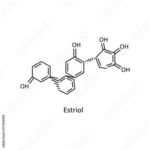 Estriol chemical structure, a human steroid hormone, molecular representation, biochemistry diagram, organic compound