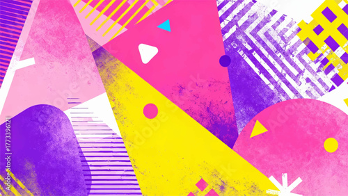 Aesthetics backgrounds of the 1990s with style of retro risographs grainy color fades, large shapes, exaggerated
figures and layering of different subject matter.