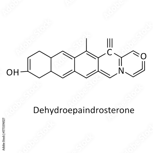 Dehydroepaindrosterone molecular formula, detailed chemical structure diagram, organic compound, scientific illustration