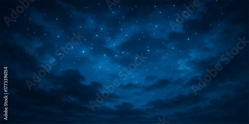 Bright starry night sky and blue day clouds cape textures