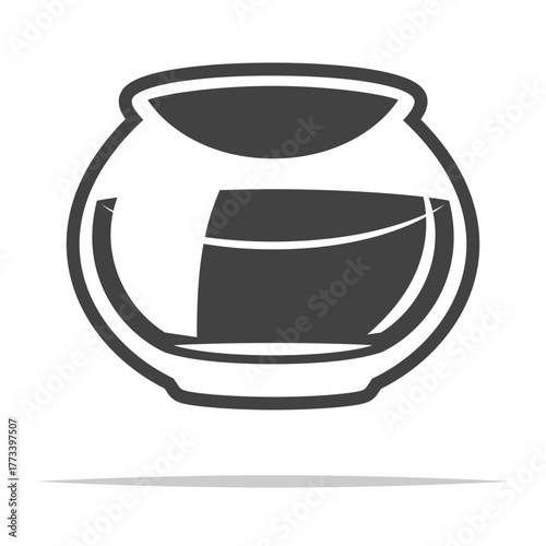 Empty fishbowl with water outline icon transparent vector isolated