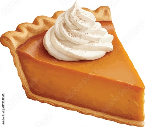 Delightful slice of pumpkin pie with whipped cream