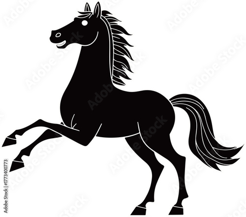 Black Horse Rearing Silhouette