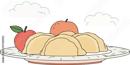 Plate of Dumplings with Apples