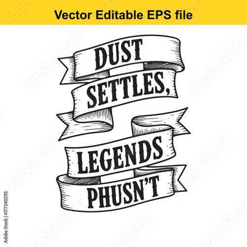 Dust settles, legends phusnt retro banner with text