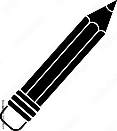 Pencil icon. Black, minimalist icon isolated on white background