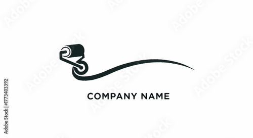 Elegant Logo Design Featuring a Stylized Toilet Paper Roll with a Flowing Line.