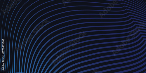 Abstract glowing wave lines on dark blue background. Dynamic wave pattern. Modern flowing wavy lines. Futuristic technology concept. Suit for banner, poster, cover, brochure, flyer, website