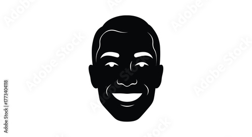 Smiling mans face in black and white a simple illustration isolated on a white background