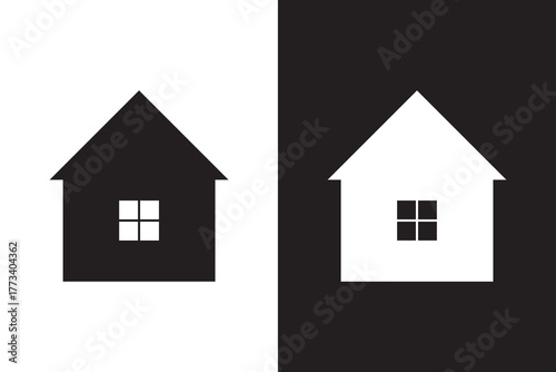 Collection home icons. House symbol. real estate objects and houses black icons isolated on black and  white background. Vector illustration.