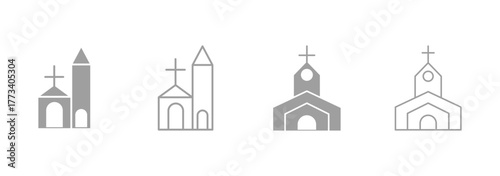 Church vector icons. Church building icon. Chapel symbols. Church silhouettes. Vector Illustration. EPS 10