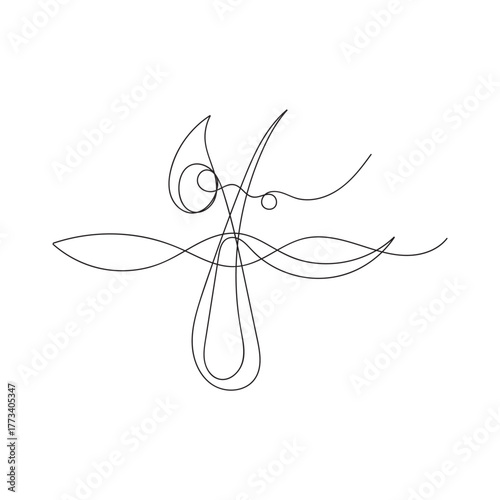 continuous line drawing serum for hair follicle treatment illustration