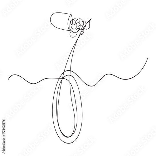 continuous line drawing serum for hair follicle treatment illustration