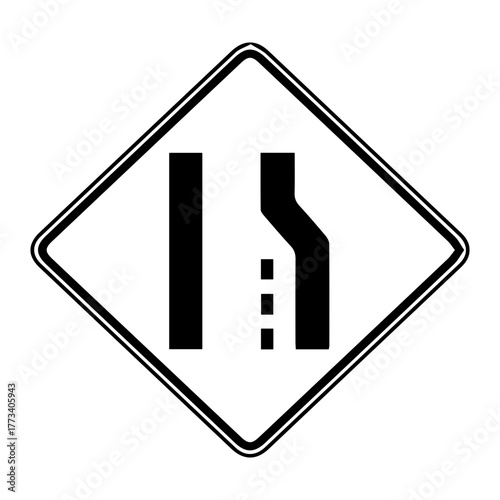 Road Narrowing Ahead Sign