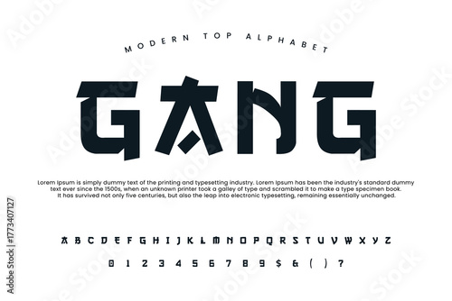 Asian chinese font and Japanese alphabet lettering 
font vector typeface