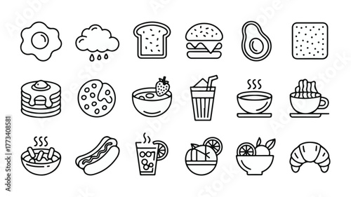 Food and Drink Icons Set breakfast