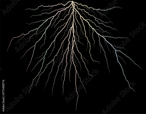 Lightning strike in rainbow colors.
