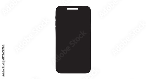 Black silhouette of a smartphone, isolated on transparent background