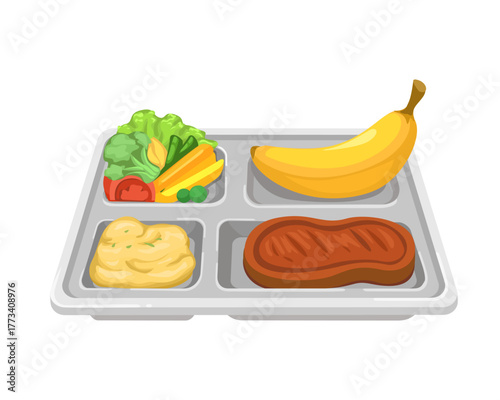 Food Meal Tray Cartoon Illustration Vector