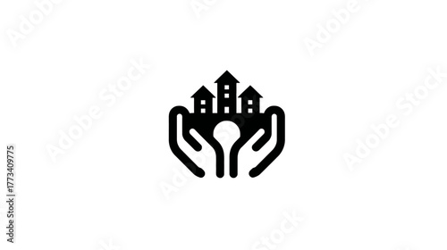 Two hands from opposite sides building a bridge that holds up a small city.