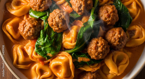 Creamy Tomato Tortellini Soup with Sausage and Spinach