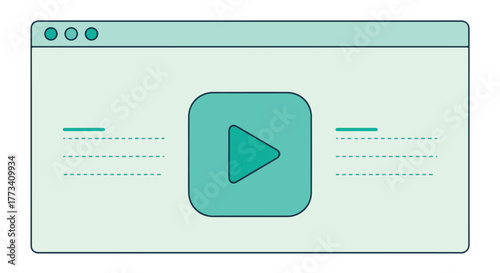 Play button icon on a computer screen interface, representing video playback and online content isolated on transparent background