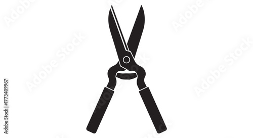 Black silhouette of large garden shears or loppers, isolated on transparent background